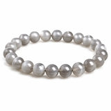 Natural Moonstone Bead Bracelet — Blue, Pink, White & Silver, 5A Grade - Silver MoonstoneTibet Art