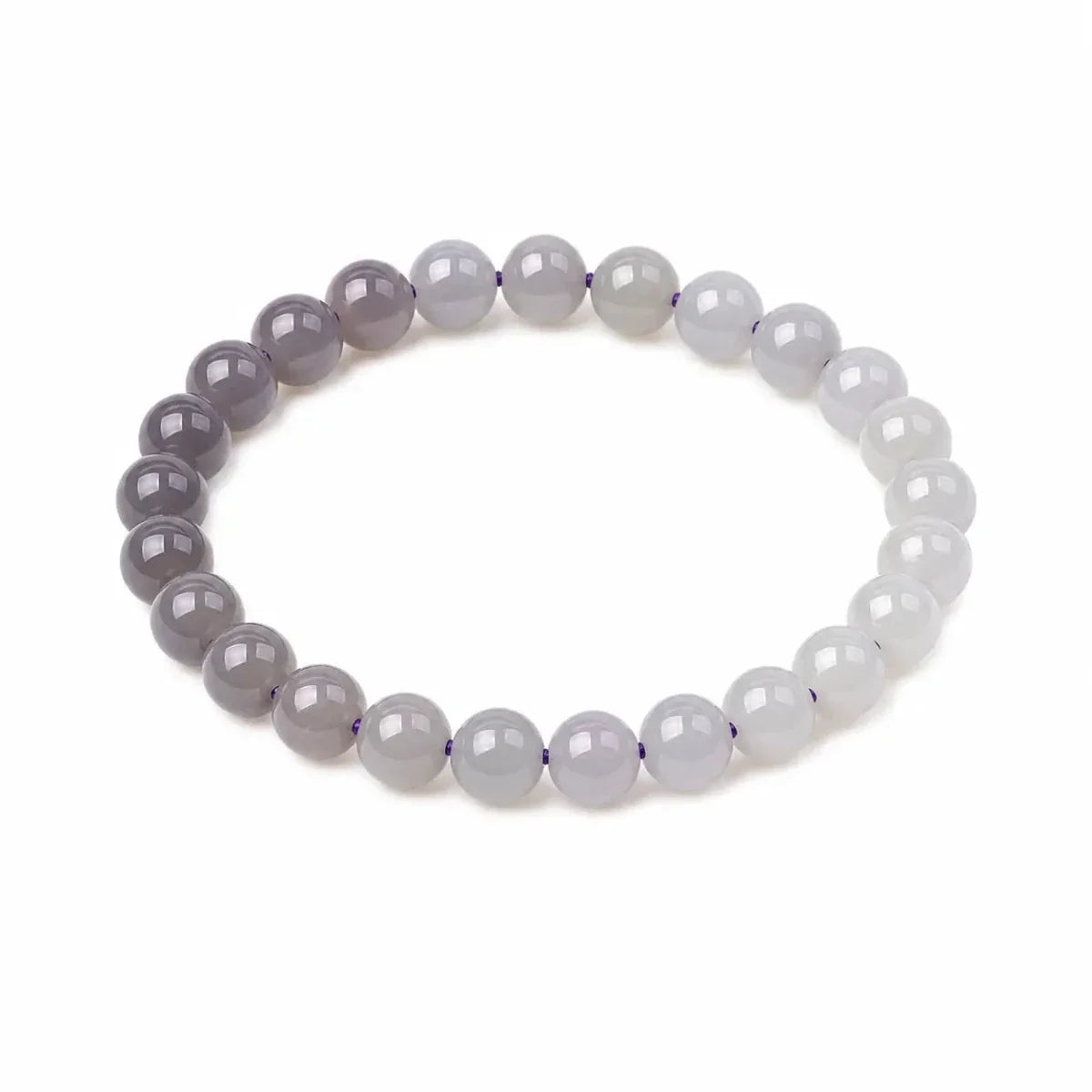 Hetian Jade Gradient Bracelet — Smoky Purple or Caramel Tone - Smoky Purple-Gray 8mmTibet Art