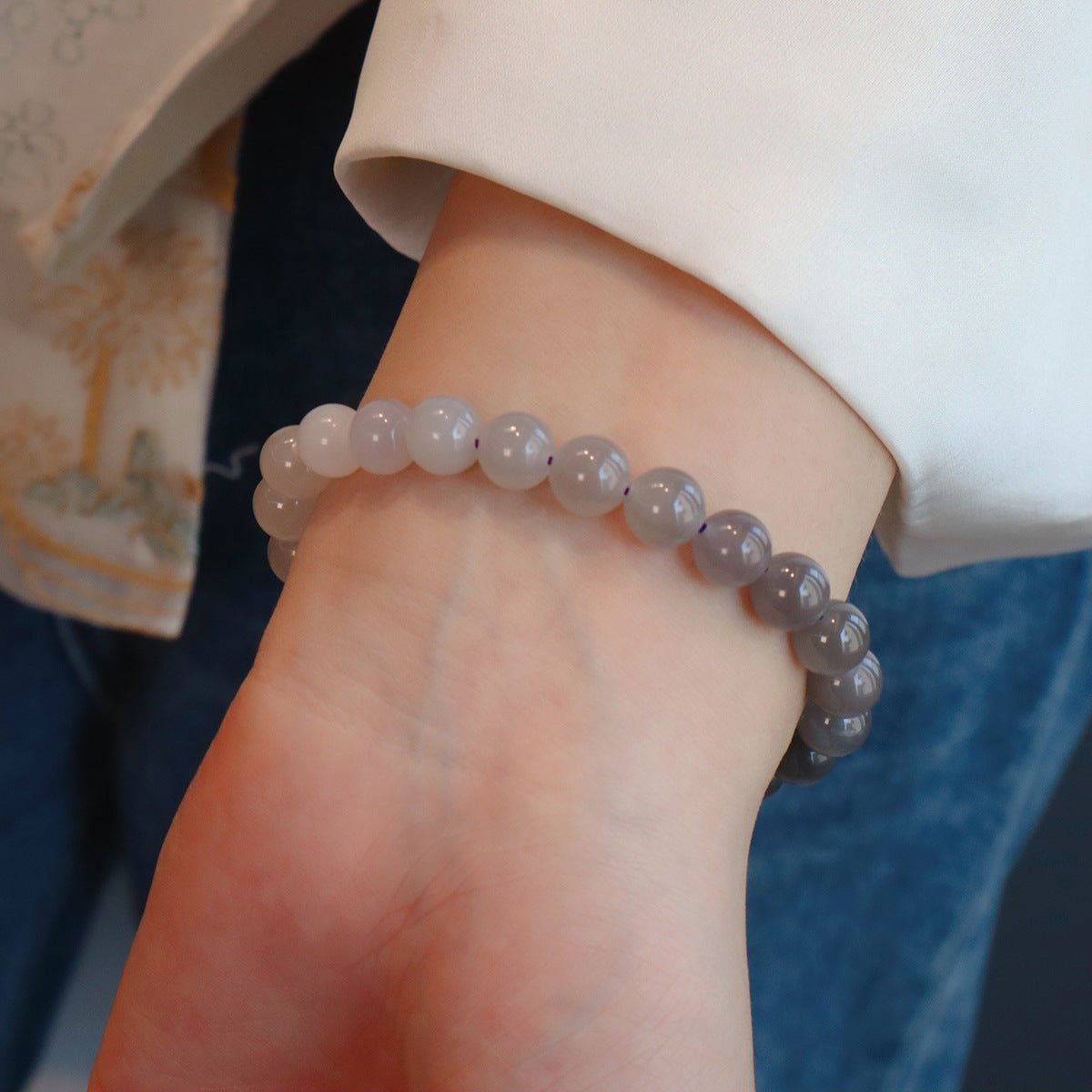Hetian Jade Gradient Bracelet — Smoky Purple or Caramel Tone - Caramel 6mmTibet Art