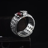 Garnet Ring - Pixiu & Heart Sutra - Tibet Art