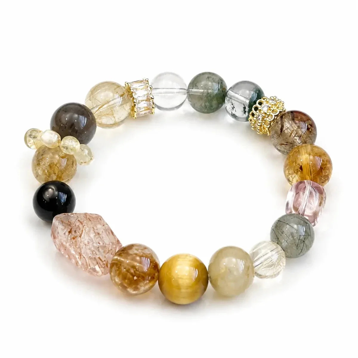 Black Gold Super Seven Crystal Bracelet — Premium Rutilated Quartz - Seven Chakra Mix 8mmTibet Art