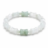 Tianshan Green Jade Bead Bracelet — Natural Stone Single-Wrap for Calm & Clarity - Bamboo-Joint 8x12mmTibet Art