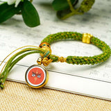 Tibetan Fortune Eye Braided Bracelet — Woven Lucky Cord with Dharma Eye Charm & Prayer Wheel Bead Tibet Art