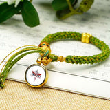 Tibetan Fortune Eye Braided Bracelet — Woven Lucky Cord with Dharma Eye Charm & Prayer Wheel Bead Tibet Art