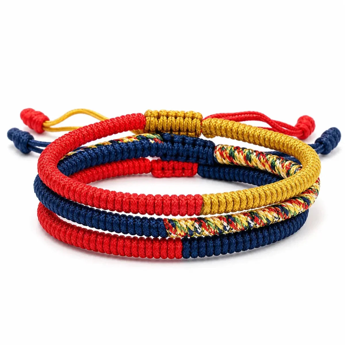 Tibetan Bracelet Set - Vajra Knot Trio for Protection & Blessings Tibet Art