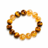 Citrine Bead Bracelet Collection — Original Designs With Tiger Eye, Pixiu & Strawberry Quartz - Tiger Eye & Citrine — 10mmTibet Art