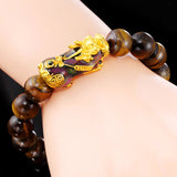Tiger Eye Pixiu Bracelet — Color-Changing Feng Shui Charm for Wealth & Protection - Tibet Art