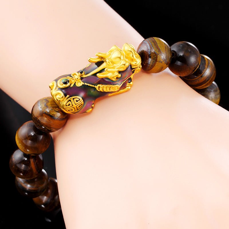 Tiger Eye Pixiu Bracelet — Color-Changing Feng Shui Charm for Wealth & Protection - Tibet Art