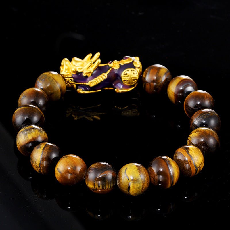Tiger Eye Pixiu Bracelet — Color-Changing Feng Shui Charm for Wealth & Protection - Tibet Art