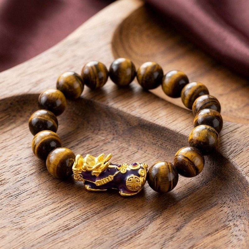 Tiger Eye Pixiu Bracelet — Color-Changing Feng Shui Charm for Wealth & Protection - Tibet Art