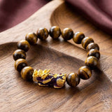 Tiger Eye Pixiu Bracelet — Color-Changing Feng Shui Charm for Wealth & Protection - Tibet Art