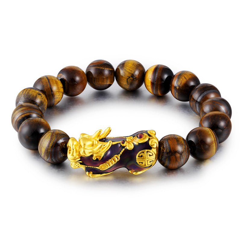 Tiger Eye Pixiu Bracelet — Color-Changing Feng Shui Charm for Wealth & Protection - Tibet Art