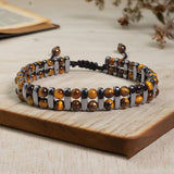 Tiger Eye Double-Row Bracelet — Grounded Color, Woven by Hand - 3A Double-Row Tiger EyeTibet Art