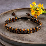 Tiger Eye Double-Row Bracelet — Grounded Color, Woven by Hand - 3A Double-Row Tiger EyeTibet Art