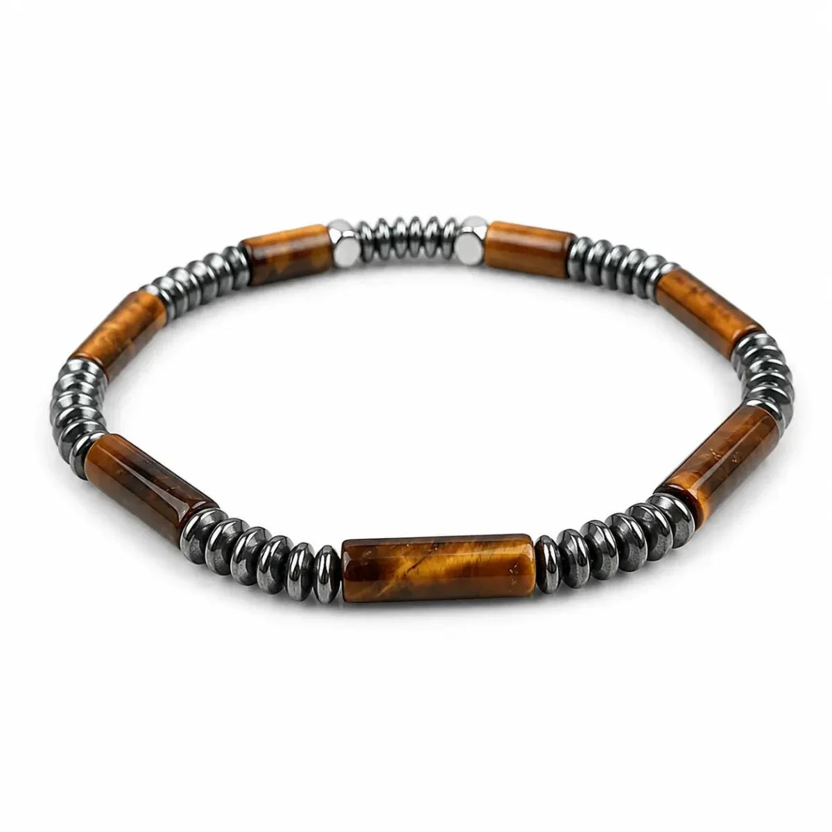Tiger Eye Double-Row Bracelet — Grounded Color, Woven by Hand - Tiger Eye Woven Style 1Tibet Art