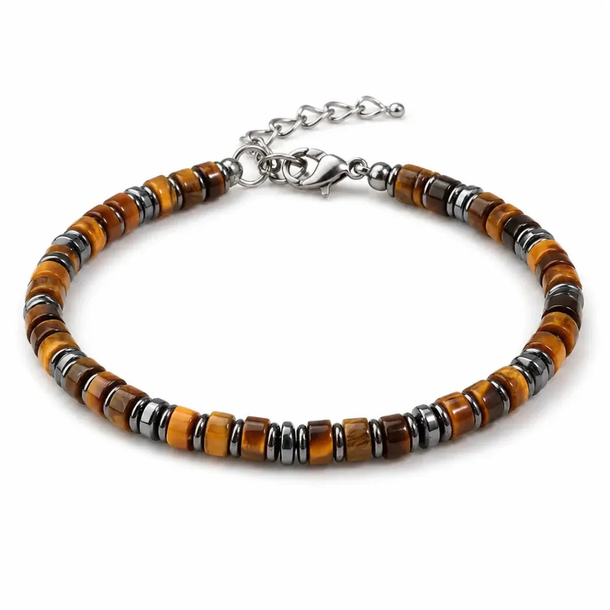 Tiger Eye Double-Row Bracelet — Grounded Color, Woven by Hand - Round-Disc Tiger Eye BraceletTibet Art