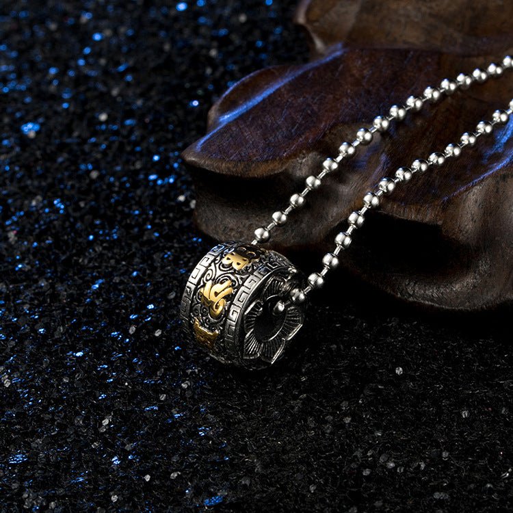 Titanium Steel Buddhist Mantra Necklace - Six True Words Om Mani Padme Hum Pendant for Peace & Protection - Tibet Art
