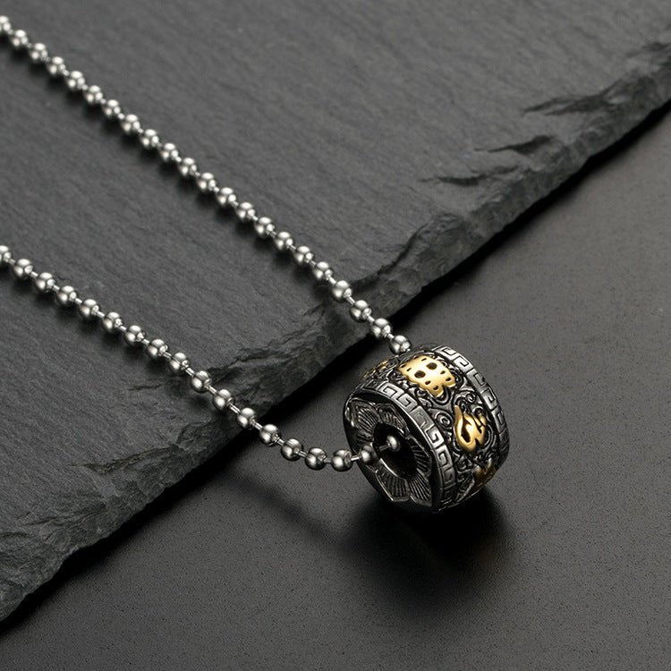 Titanium Steel Buddhist Mantra Necklace - Six True Words Om Mani Padme Hum Pendant for Peace & Protection - Tibet Art