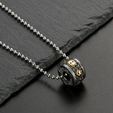 Titanium Steel Buddhist Mantra Necklace - Six True Words Om Mani Padme Hum Pendant for Peace & Protection - Tibet Art