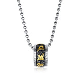 Titanium Steel Buddhist Mantra Necklace - Six True Words Om Mani Padme Hum Pendant for Peace & Protection - Tibet Art