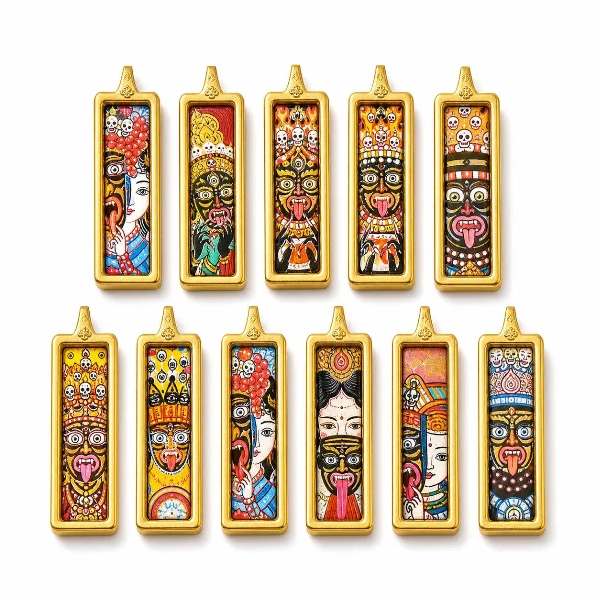 Tibetan Hand-Painted Thangka Pendant — Titanium Steel Frame with Chain, 14 Designs Tibet Art