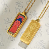 Tibetan Hand-Painted Thangka Pendant — Titanium Steel Frame with Chain, 14 Designs Tibet Art