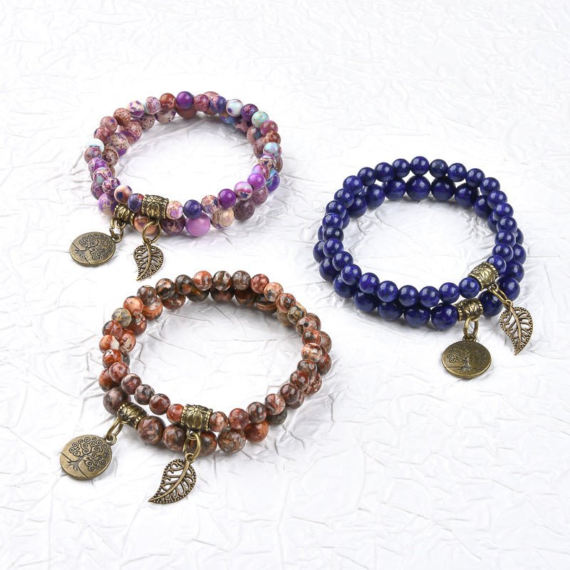 Tree of Life Chakra Bracelet — Tiger Eye & Amethyst Gemstone Set - Rainbow MixTibet Art
