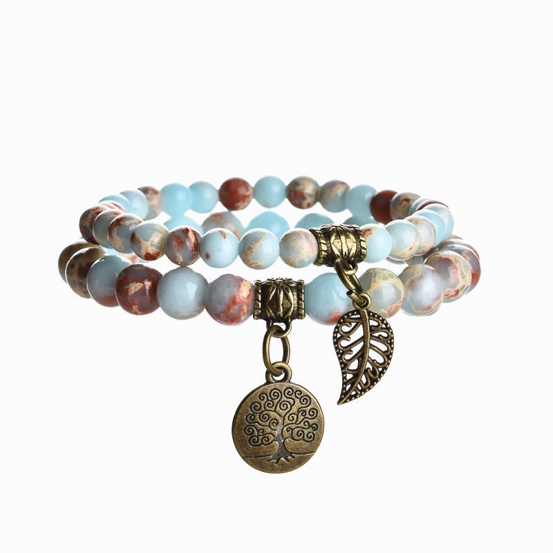 Tree of Life Chakra Bracelet — Tiger Eye & Amethyst Gemstone Set - Shoushan StoneTibet Art