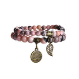 Tree of Life Chakra Bracelet — Tiger Eye & Amethyst Gemstone Set - Pink ZebraTibet Art