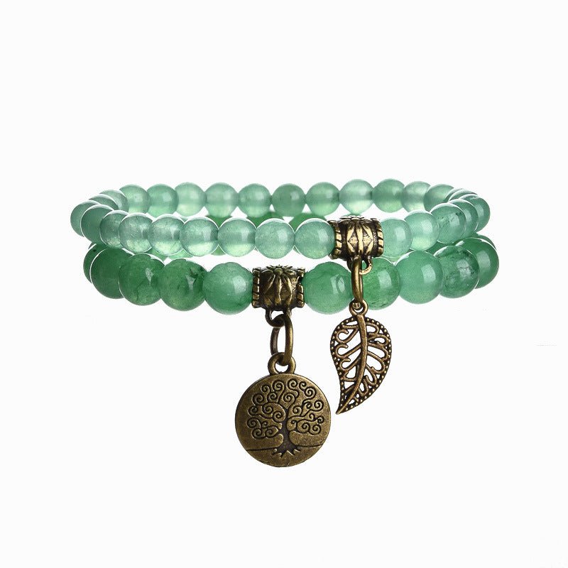 Tree of Life Chakra Bracelet — Tiger Eye & Amethyst Gemstone Set - Green AventurineTibet Art