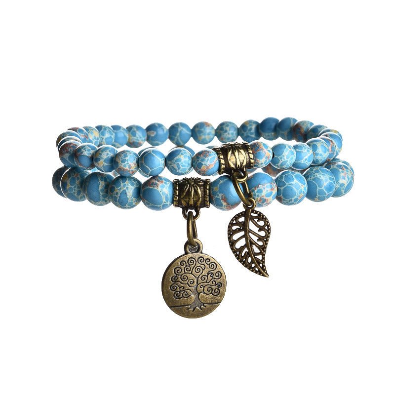 Tree of Life Chakra Bracelet — Tiger Eye & Amethyst Gemstone Set - Imperial BlueTibet Art