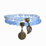 Tree of Life Chakra Bracelet — Tiger Eye & Amethyst Gemstone Set - Blue JadeTibet Art