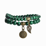 Tree of Life Chakra Bracelet — Tiger Eye & Amethyst Gemstone Set - Peacock GreenTibet Art