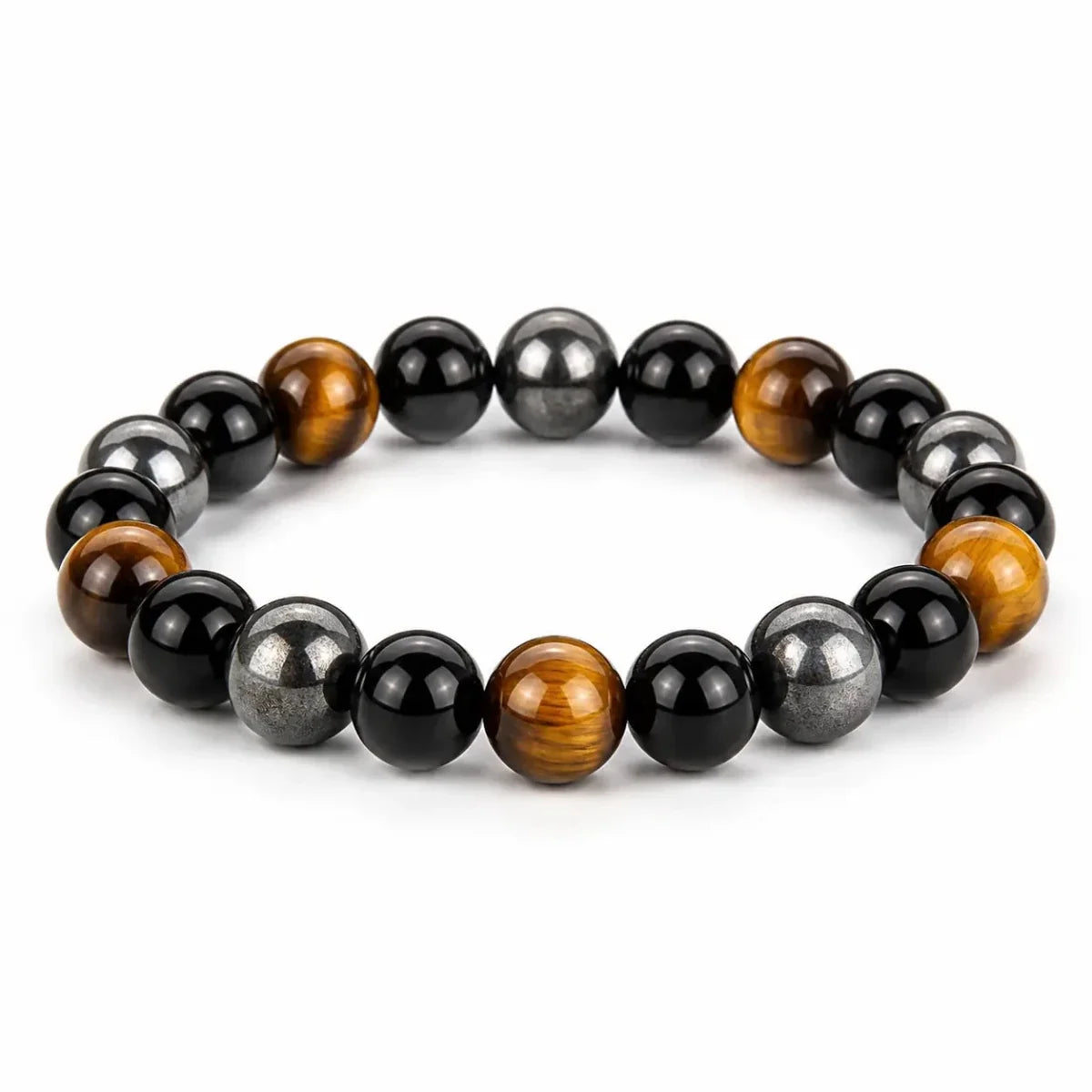 Triple Protection Bracelet — Obsidian, Tiger Eye & Hematite Tibet Art