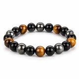 Triple Protection Bracelet — Obsidian, Tiger Eye & Hematite Tibet Art
