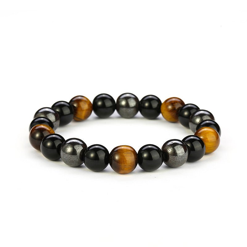 Triple Protection Bracelet — Obsidian, Tiger Eye & Hematite - Tibet Art
