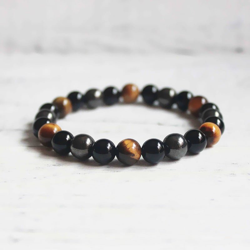 Triple Protection Bracelet — Obsidian, Tiger Eye & Hematite - Tibet Art