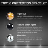 Triple Protection Bracelet — Obsidian, Tiger Eye & Hematite - Tibet Art
