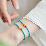 Turquoise 3mm Bead Bracelet - Fine Layers of Color - Single LoopTibet Art
