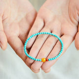 Turquoise 3mm Bead Bracelet - Fine Layers of Color - Single LoopTibet Art