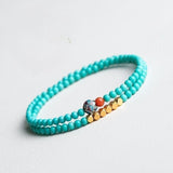 Ultra-Thin Turquoise Micro-Bead Bracelet — 4mm, Barely There - Good Luck Double WrapTibet Art