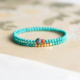 Ultra-Thin Turquoise Micro-Bead Bracelet — 4mm, Barely There - Good Luck Double WrapTibet Art