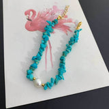 Turquoise Chip and Freshwater Pearl Bracelet - Bright Blue, Soft Luster - Blue Chip and Pearl BraceletTibet Art