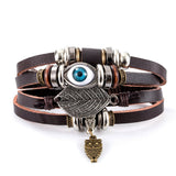 Turquoise Evil Eye Leather Wrap Bracelet - Layered Protection - Style 2Tibet Art