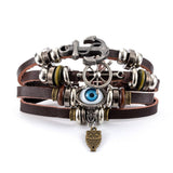 Turquoise Evil Eye Leather Wrap Bracelet - Layered Protection - Style 3Tibet Art