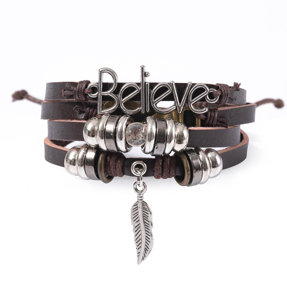 Turquoise Evil Eye Leather Wrap Bracelet - Layered Protection - Style 4Tibet Art