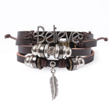 Turquoise Evil Eye Leather Wrap Bracelet - Layered Protection - Style 4Tibet Art