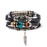 Turquoise Evil Eye Leather Wrap Bracelet - Layered Protection - Style 5Tibet Art