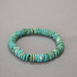 Turquoise Heishi Bracelet - Irregular Beads, Easy Stack - Turquoise BraceletTibet Art