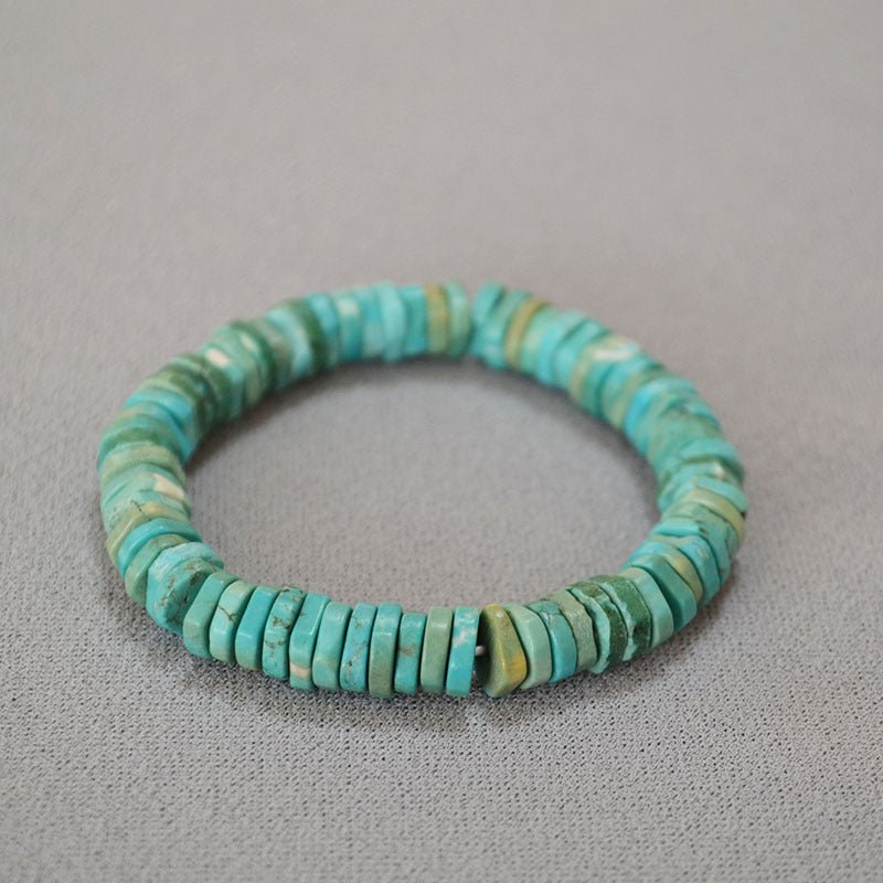 Turquoise Heishi Bracelet - Irregular Beads, Easy Stack - Turquoise BraceletTibet Art